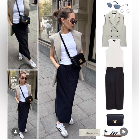 Zara grey blazer vest double breasted jacket - Picture 7 of 7